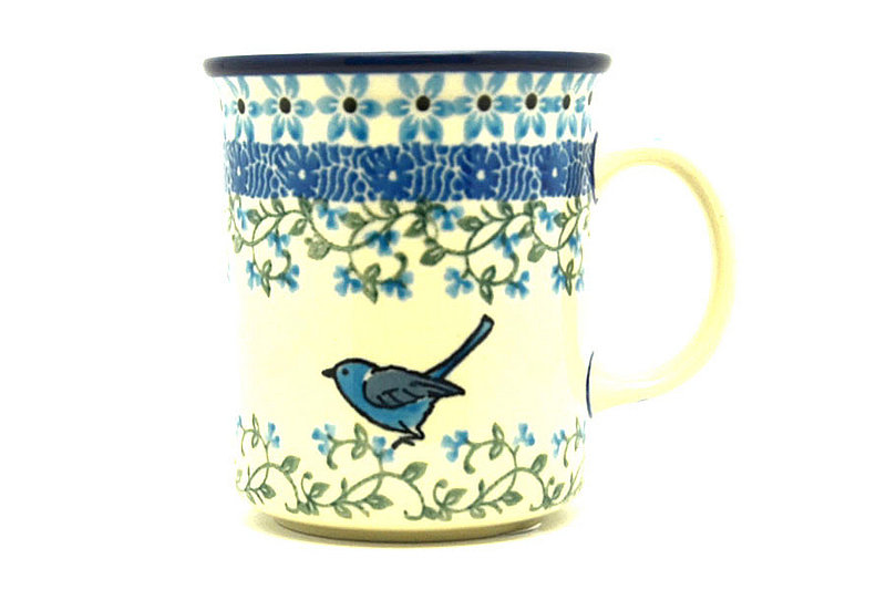 3 5/8"H (8 oz. measured to the rim)
 Polish Pottery Mug - Straight Sided - Song Bird 236-1932a (3 5/8"H (8 oz. measured to the rim)
)