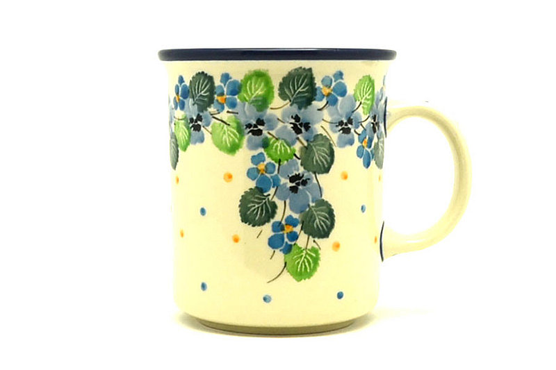 3 5/8"H (8 oz. measured to the rim)
 Polish Pottery Mug - Straight Sided - Spring Viola 236-2339a (3 5/8"H (8 oz. measured to the rim)
)