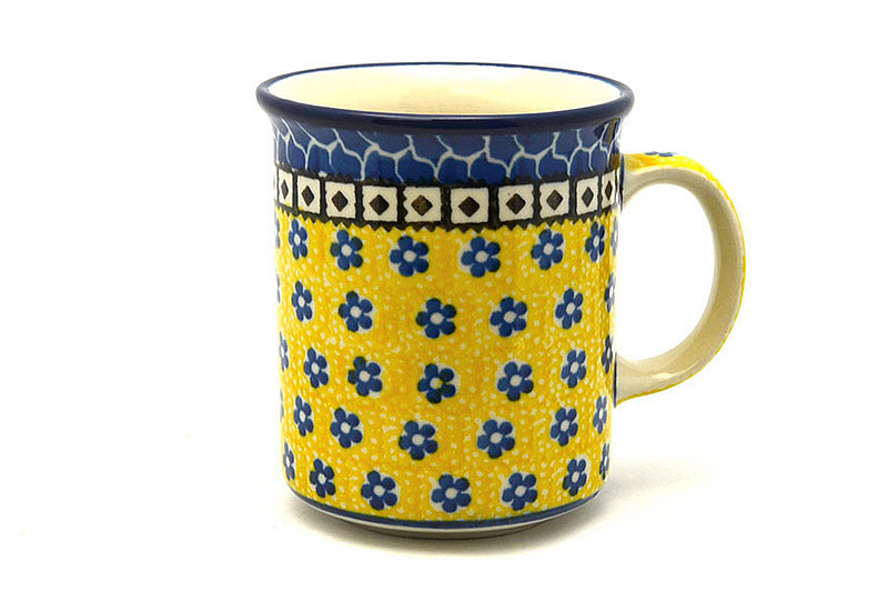 3 5/8"H (8 oz. measured to the rim)
 Polish Pottery Mug - Straight Sided - Sunburst 236-859a (3 5/8"H (8 oz. measured to the rim)
)