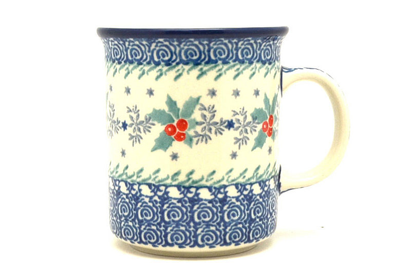 3 5/8"H (8 oz. measured to the rim)
 Polish Pottery Mug - Straight Sided - Winter Holly 236-2973a (3 5/8"H (8 oz. measured to the rim)
)