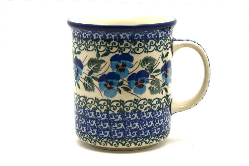 3 5/8"H (8 oz. measured to the rim)
 Polish Pottery Mug - Straight Sided - Winter Viola 236-2273a (3 5/8"H (8 oz. measured to the rim)
)