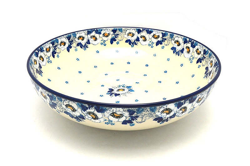 3"H x 10 3/4"W
 Polish Pottery Bowl - Contemporary - Large (11") - White Poppy C36-2222a (3"H x 10 3/4"W
)