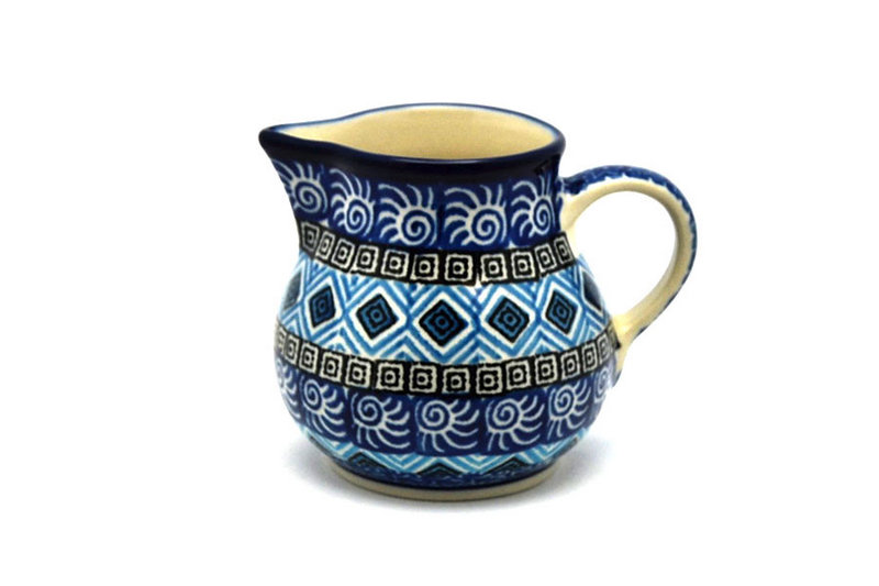 3"H x 2 3/4"W x 3 5/8"L. 
 Polish Pottery Creamer - 4 oz. - Aztec Sky 091-1917a (3"H x 2 3/4"W x 3 5/8"L.  
)