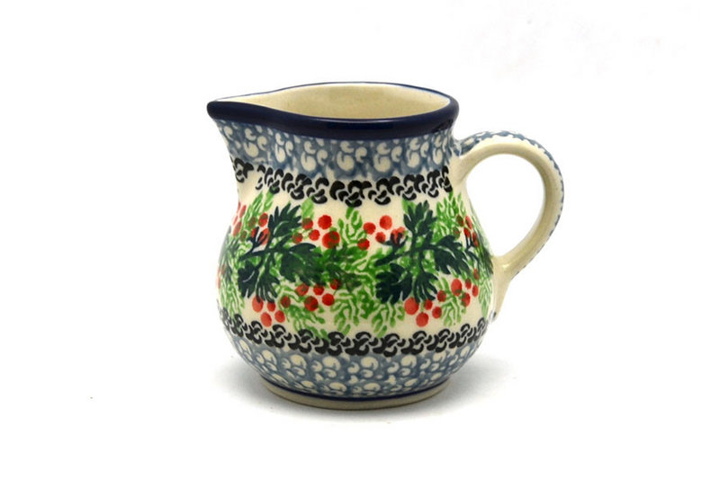 3"H x 2 3/4"W x 3 5/8"L. 
 Polish Pottery Creamer - 4 oz. - Holly Berry 091-1734a (3"H x 2 3/4"W x 3 5/8"L.  
)