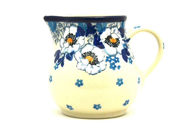 3"H x 2 3/4"W x 3 5/8"L. 
 Polish Pottery Creamer - 4 oz. - White Poppy 091-2222a (3"H x 2 3/4"W x 3 5/8"L.  
)