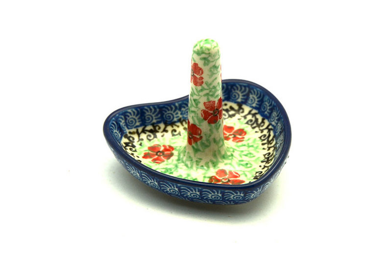 3"H x 3 1/4"W
 Polish Pottery Ring Holder - Maraschino 904-1916a (3"H x 3 1/4"W
)
