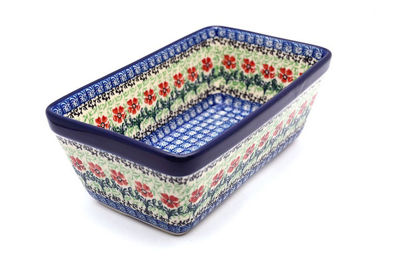 3"H x 4 3/4"W x 8"L
 Polish Pottery Baker - Loaf Dish - Maraschino 603-1916a (3"H x 4 3/4"W x 8"L
)