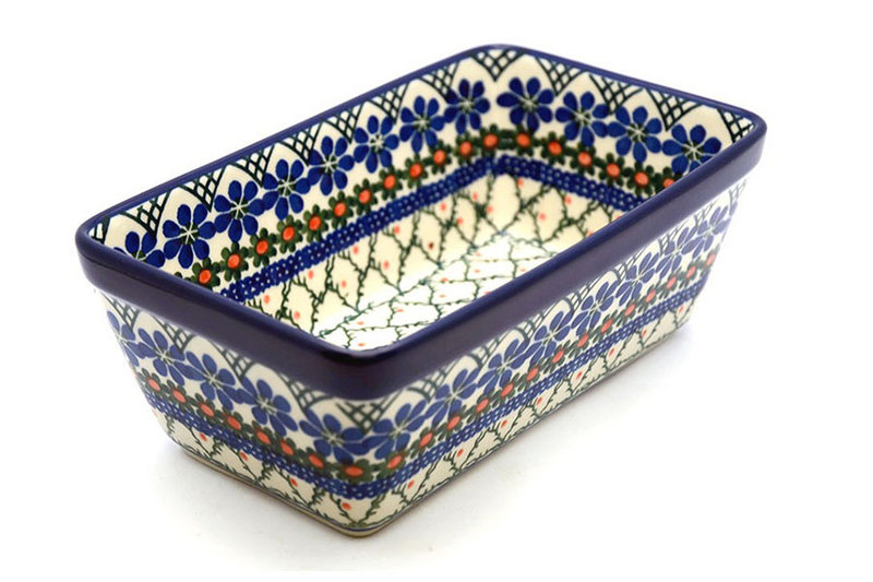 3"H x 4 3/4"W x 8"L
 Polish Pottery Baker - Loaf Dish - Primrose 603-854a (3"H x 4 3/4"W x 8"L
)