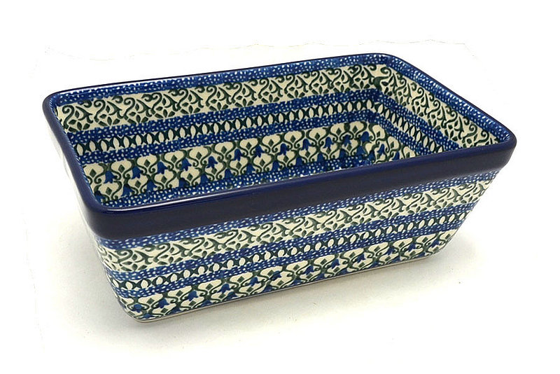 3"H x 4 3/4"W x 8"L
 Polish Pottery Baker - Loaf Dish - Tulip Trellis 603-0585a (3"H x 4 3/4"W x 8"L
)