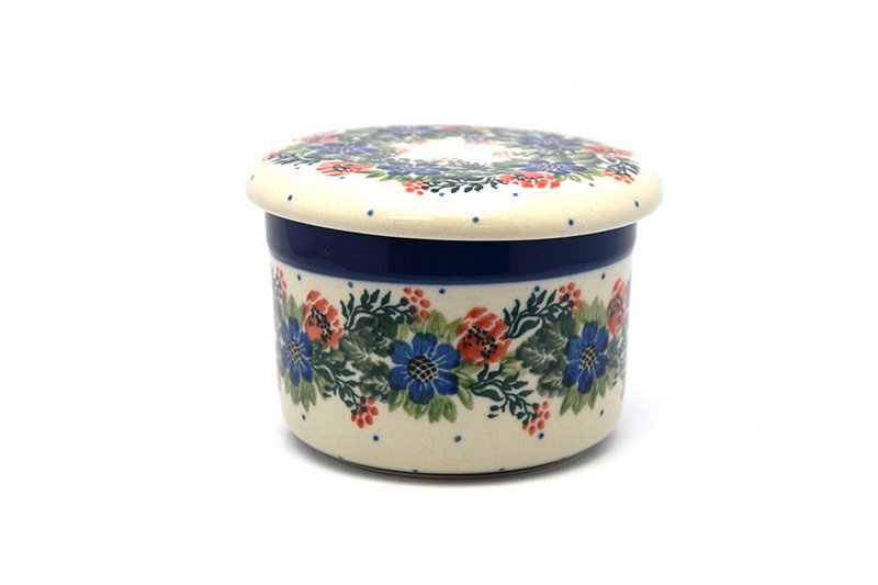 3"H x 4"W
 Polish Pottery Butter Keeper - Garden Party 270-1535a (3"H x 4"W
)