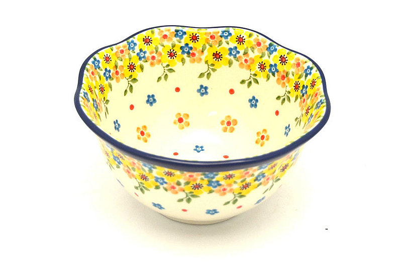 3"H x 5 3/4"W
 Polish Pottery Bowl - Wavy Edge - Buttercup A54-2225a (3"H x 5 3/4"W
)