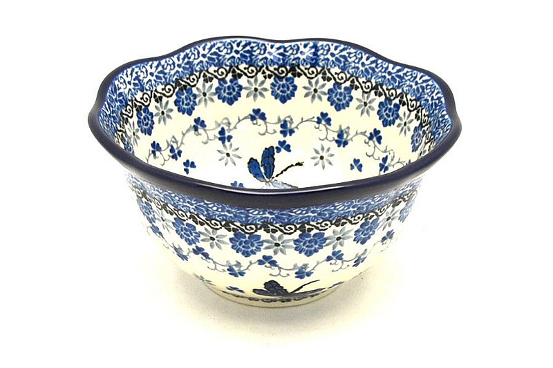 3"H x 5 3/4"W
 Polish Pottery Bowl - Wavy Edge - Dragonfly A54-2009a (3"H x 5 3/4"W
)