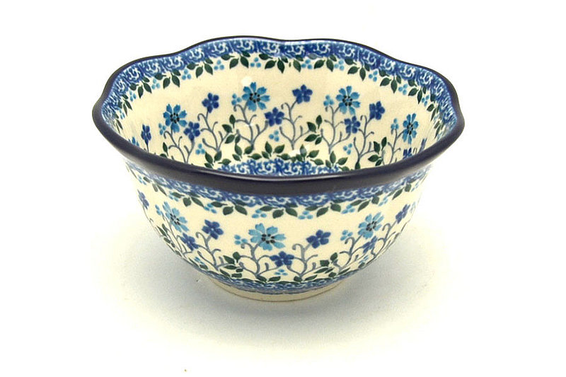3"H x 5 3/4"W
 Polish Pottery Bowl - Wavy Edge - Georgia Blue A54-2785a (3"H x 5 3/4"W
)
