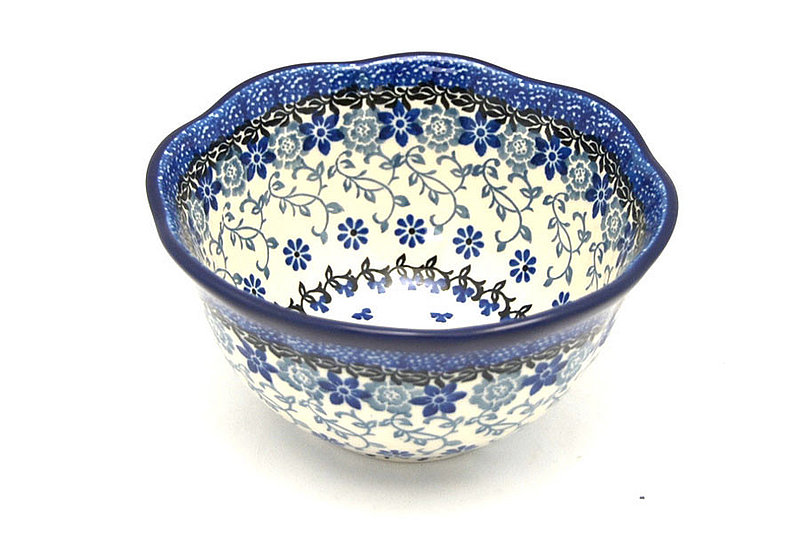 3"H x 5 3/4"W
 Polish Pottery Bowl - Wavy Edge - Silver Lace A54-2158a (3"H x 5 3/4"W
)