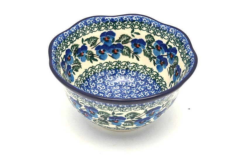 3"H x 5 3/4"W
 Polish Pottery Bowl - Wavy Edge - Winter Viola A54-2273a (3"H x 5 3/4"W
)