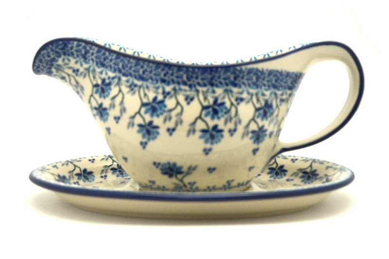 4 1/2"H x 5 3/4"W x 8 3/4"L
 Polish Pottery Gravy Boat - Clover Field 239-2524a (4 1/2"H x 5 3/4"W x 8 3/4"L
)
