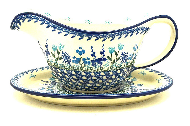 4 1/2"H x 5 3/4"W x 8 3/4"L
 Polish Pottery Gravy Boat - Little Gems 239-2898a (4 1/2"H x 5 3/4"W x 8 3/4"L
)