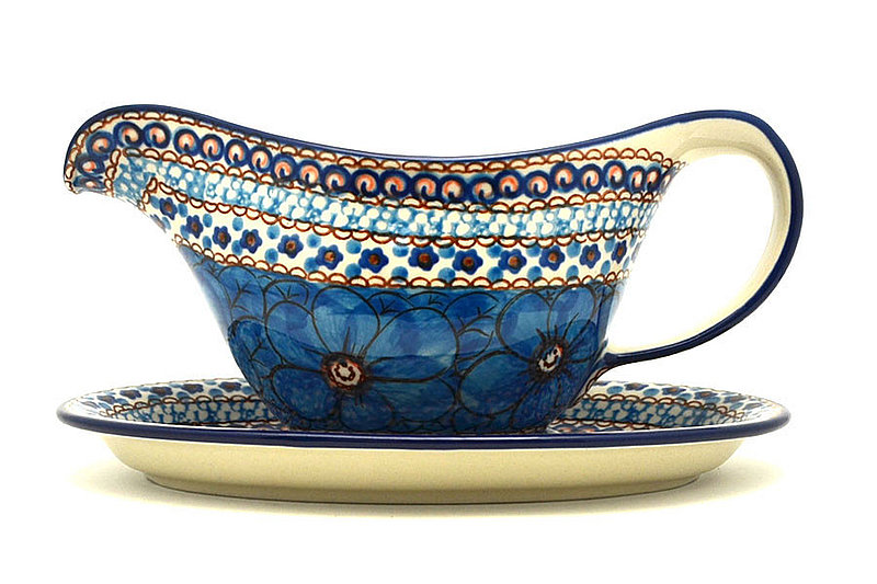 4 1/2"H x 5 3/4"W x 8 3/4"L
 Polish Pottery Gravy Boat - Unikat Signature - U408C 239-U408C (4 1/2"H x 5 3/4"W x 8 3/4"L
)