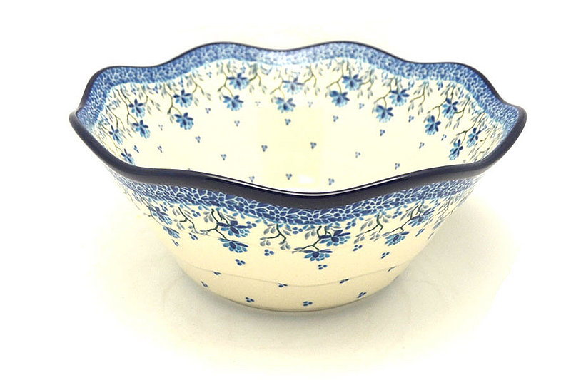 4 1/4"H x 10 1/4"W
 Polish Pottery Bowl - Curvy Edge - 10" - Clover Field 692-2524a (4 1/4"H x 10 1/4"W
)