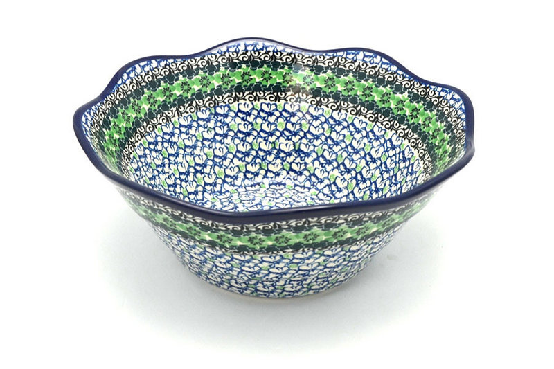 4 1/4"H x 10 1/4"W
 Polish Pottery Bowl - Curvy Edge - 10" - Kiwi 692-1479a (4 1/4"H x 10 1/4"W
)