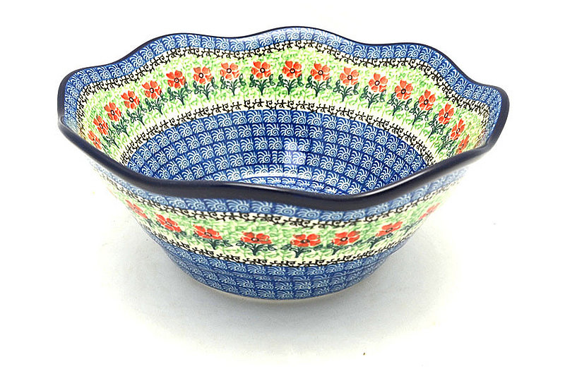 4 1/4"H x 10 1/4"W
 Polish Pottery Bowl - Curvy Edge - 10" - Maraschino 692-1916a (4 1/4"H x 10 1/4"W
)