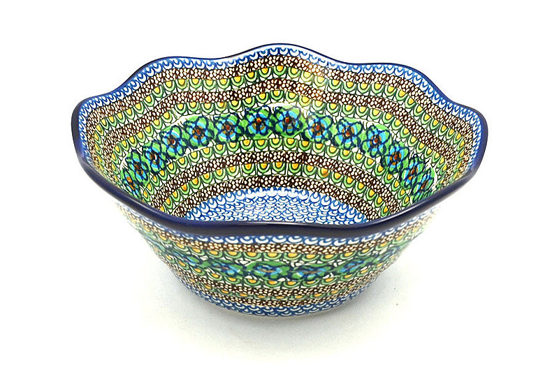 4 1/4"H x 10 1/4"W
 Polish Pottery Bowl - Curvy Edge - 10" - Unikat Signature U151 692-U0151 (4 1/4"H x 10 1/4"W
)