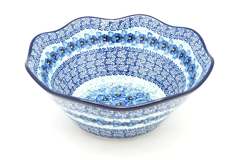 4 1/4"H x 10 1/4"W
 Polish Pottery Bowl - Curvy Edge - 10" - Unikat Signature U3639 692-U3639 (4 1/4"H x 10 1/4"W
)
