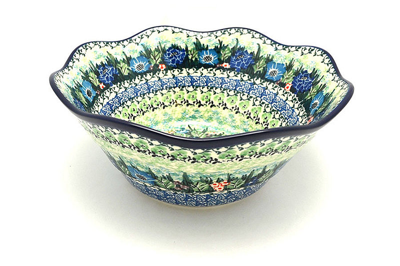 4 1/4"H x 10 1/4"W
 Polish Pottery Bowl - Curvy Edge - 10" - Unikat Signature U4572 692-U4572 (4 1/4"H x 10 1/4"W
)