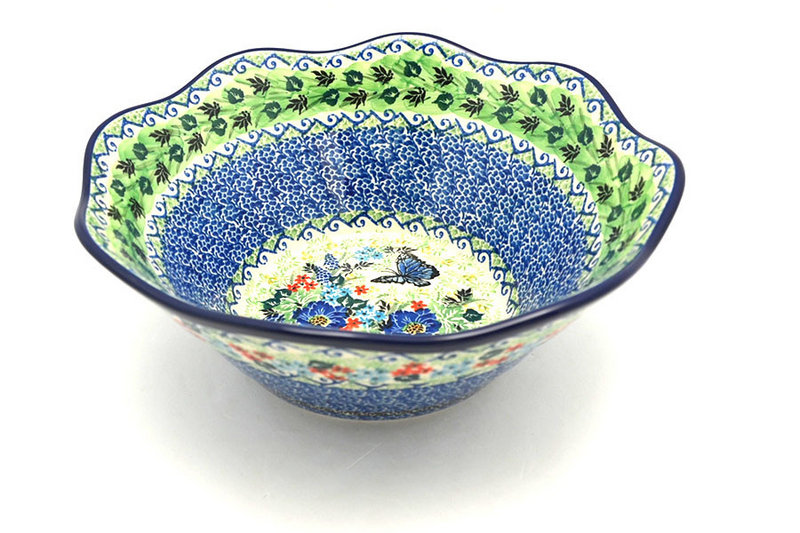 4 1/4"H x 10 1/4"W
 Polish Pottery Bowl - Curvy Edge - 10" - Unikat Signature U4600 692-U4600 (4 1/4"H x 10 1/4"W
)