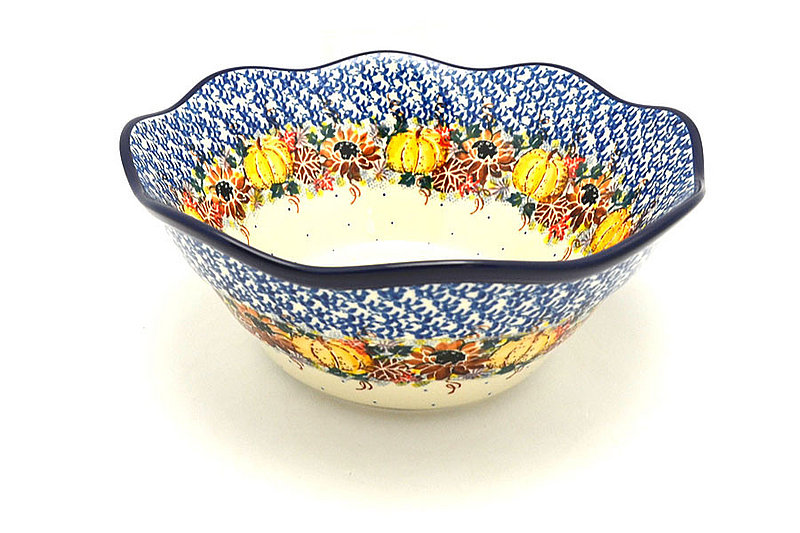 4 1/4"H x 10 1/4"W
 Polish Pottery Bowl - Curvy Edge - 10" - Unikat Signature U4741 692-U4741 (4 1/4"H x 10 1/4"W
)