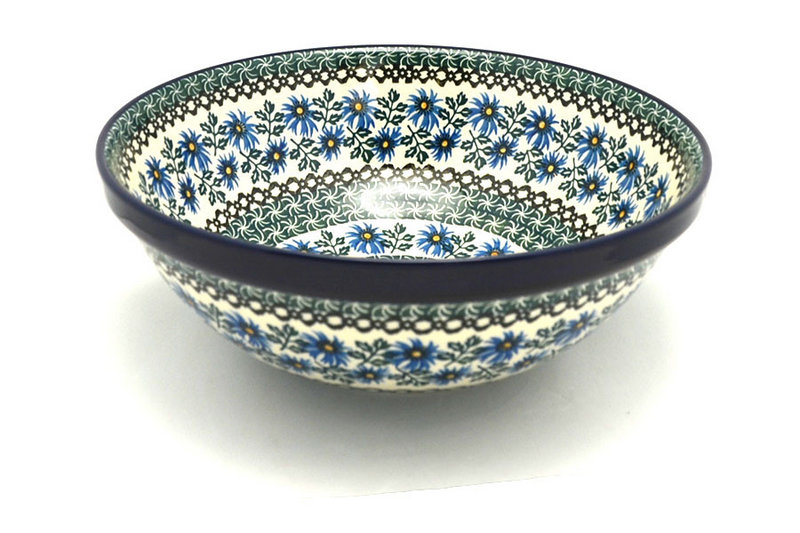 4 1/4"H x 10 3/4"W
 Polish Pottery Bowl - Grand Nesting (10 3/4") - Blue Chicory 055-976a (4 1/4"H x 10 3/4"W
)