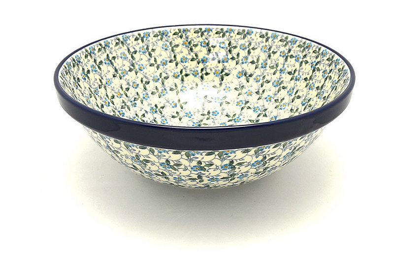 4 1/4"H x 10 3/4"W
 Polish Pottery Bowl - Grand Nesting (10 3/4") - Forget-Me-Knot 055-2089a (4 1/4"H x 10 3/4"W
)