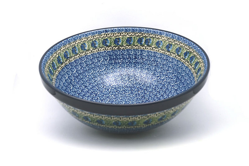 4 1/4"H x 10 3/4"W
 Polish Pottery Bowl - Grand Nesting (10 3/4") - Peacock Feather 055-1513a (4 1/4"H x 10 3/4"W
)