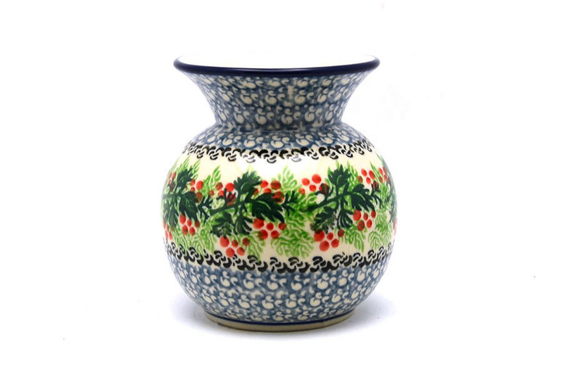 4 1/4"H x 3 1/4"W.
 Polish Pottery Bubble Vase - Holly Berry 048-1734a (4 1/4"H x 3 1/4"W.
)