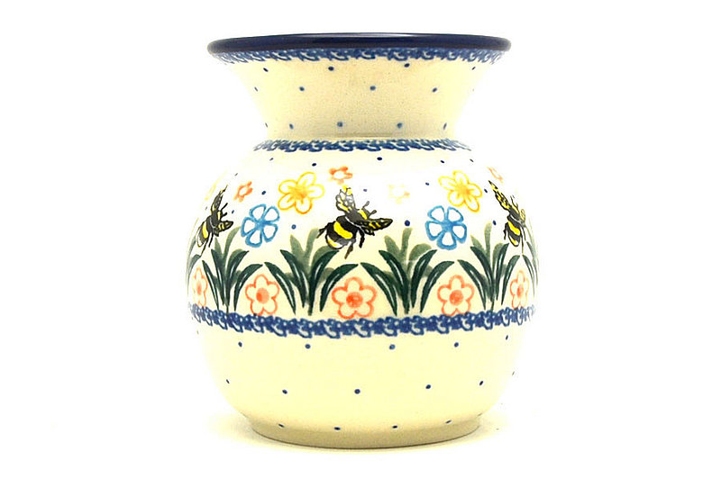 4 1/4"H x 3 1/4"W.
 Polish Pottery Bubble Vase - Honey Bee 048-2023a (4 1/4"H x 3 1/4"W.
)