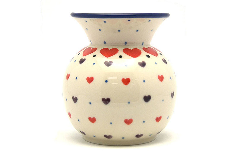 4 1/4"H x 3 1/4"W.
 Polish Pottery Bubble Vase - Love Struck 048-2108a (4 1/4"H x 3 1/4"W.
)