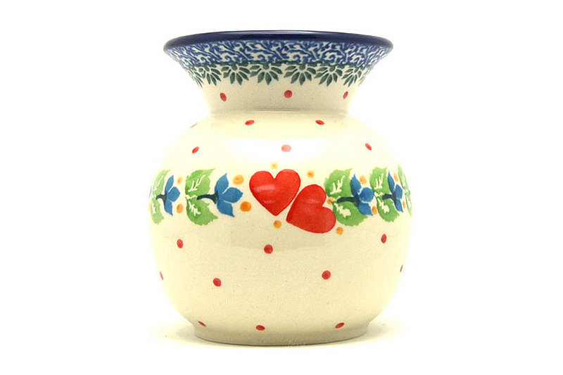 4 1/4"H x 3 1/4"W.
 Polish Pottery Bubble Vase - Sweet Hearts 048-2732a (4 1/4"H x 3 1/4"W.
)