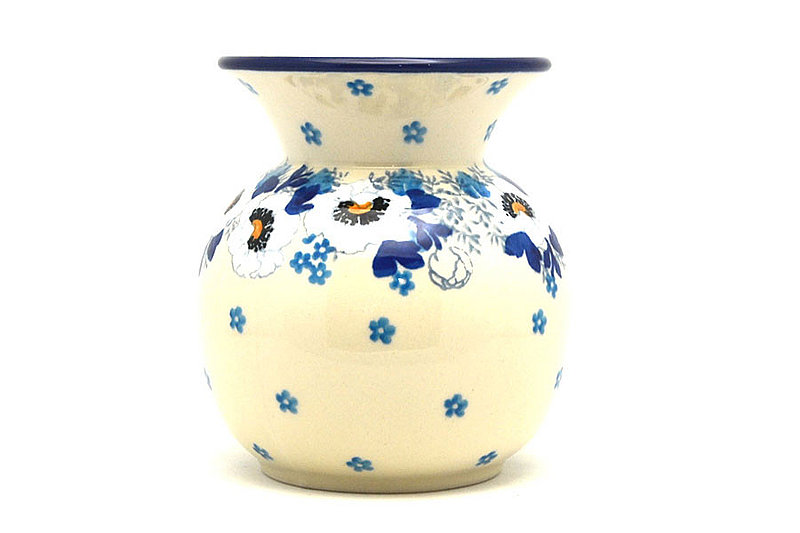 4 1/4"H x 3 1/4"W.
 Polish Pottery Bubble Vase - White Poppy 048-2222a (4 1/4"H x 3 1/4"W.
)