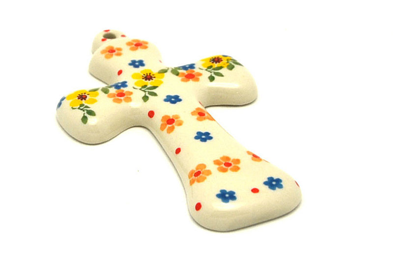 4 3/4"H x 2 3/4"W
 Polish Pottery Cross - Small (5") - Buttercup 613-2225a (4 3/4"H x 2 3/4"W
)