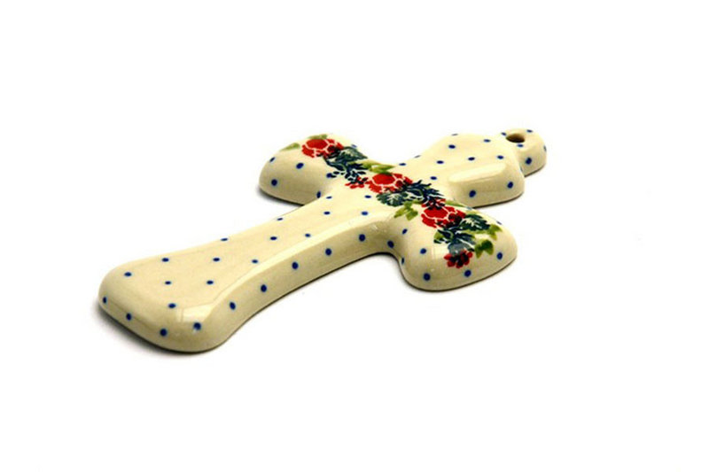 4 3/4"H x 2 3/4"W
 Polish Pottery Cross - Small (5") - Garden Party 613-1535a (4 3/4"H x 2 3/4"W
)