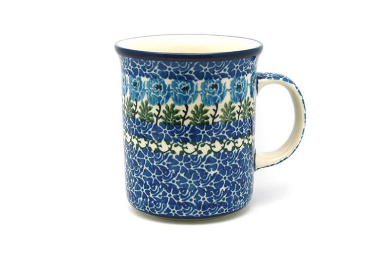 4 3/8"H (15 oz. measured near the rim)
 Polish Pottery Mug - Big Straight Sided - Antique Rose B13-1390a (4 3/8"H (15 oz. measured near the rim)
)