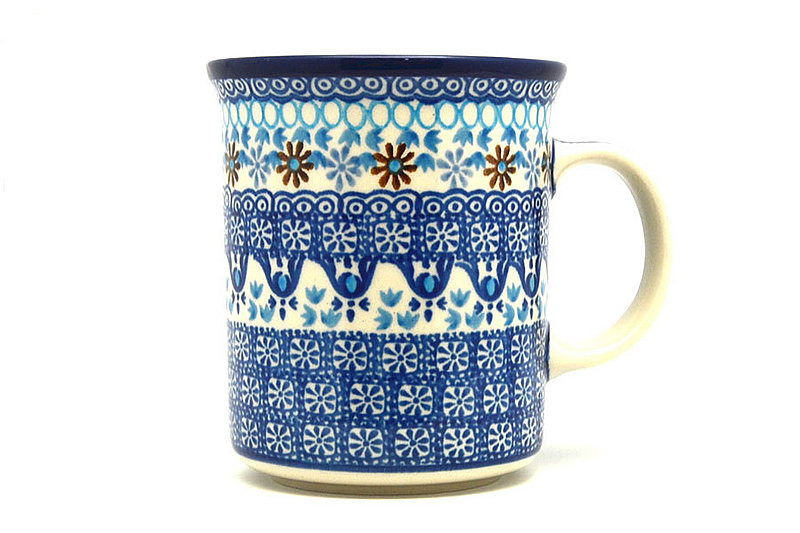 4 3/8"H (15 oz. measured near the rim)
 Polish Pottery Mug - Big Straight Sided - Blue Yonder B13-2187a (4 3/8"H (15 oz. measured near the rim)
)