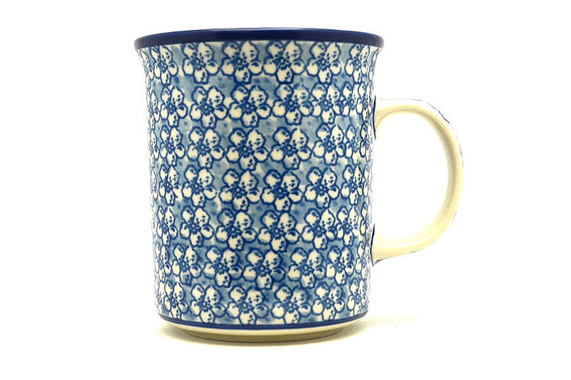 4 3/8"H (15 oz. measured near the rim)
 Polish Pottery Mug - Big Straight Sided - Daisy Flurry B13-2176a (4 3/8"H (15 oz. measured near the rim)
)