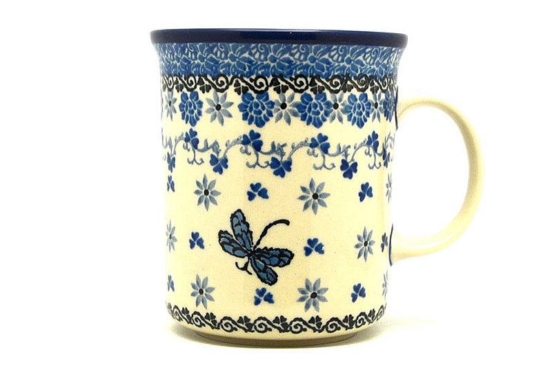 4 3/8"H (15 oz. measured near the rim)
 Polish Pottery Mug - Big Straight Sided - Dragonfly B13-2009a (4 3/8"H (15 oz. measured near the rim)
)