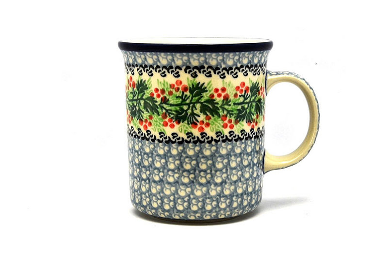 4 3/8"H (15 oz. measured near the rim)
 Polish Pottery Mug - Big Straight Sided - Holly Berry B13-1734a (4 3/8"H (15 oz. measured near the rim)
)