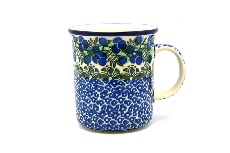 4 3/8"H (15 oz. measured near the rim)
 Polish Pottery Mug - Big Straight Sided - Huckleberry B13-1413a (4 3/8"H (15 oz. measured near the rim)
)