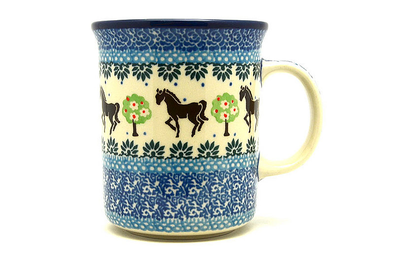 4 3/8"H (15 oz. measured near the rim)
 Polish Pottery Mug - Big Straight Sided - Mackintosh B13-2256a (4 3/8"H (15 oz. measured near the rim)
)
