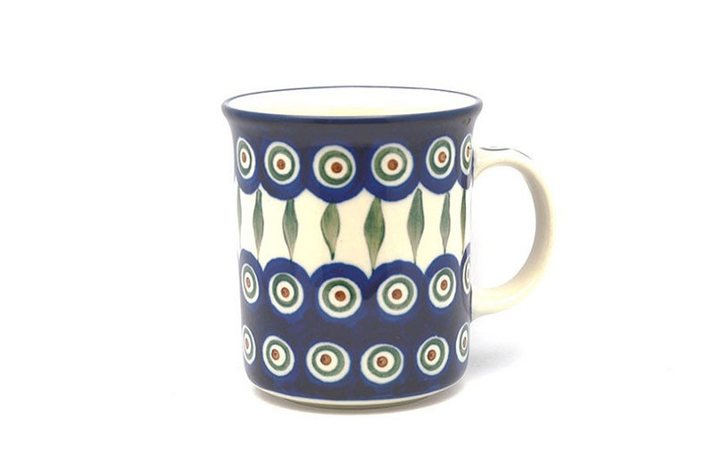 4 3/8"H (15 oz. measured near the rim)
 Polish Pottery Mug - Big Straight Sided - Peacock B13-054a (4 3/8"H (15 oz. measured near the rim)
)