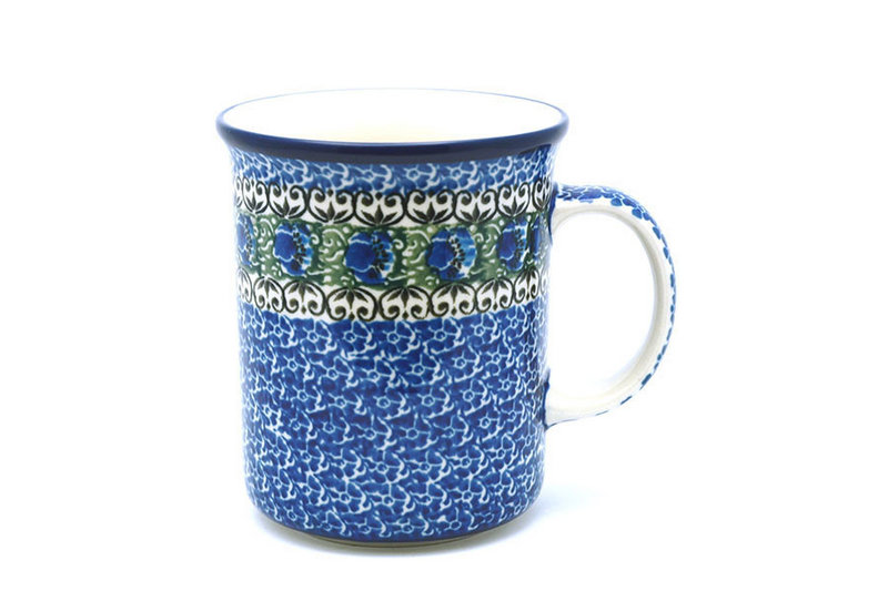 4 3/8"H (15 oz. measured near the rim)
 Polish Pottery Mug - Big Straight Sided - Peacock Feather B13-1513a (4 3/8"H (15 oz. measured near the rim)
)