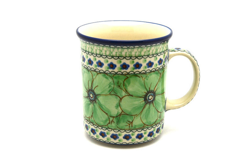 4 3/8"H (15 oz. measured near the rim)
 Polish Pottery Mug - Big Straight Sided - Unikat Signature - U408A B13-U408A (4 3/8"H (15 oz. measured near the rim)
)